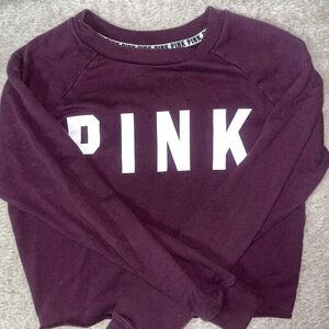 PINK Victoria's Secret Maroon Crewneck Sweatshirt with White Logo